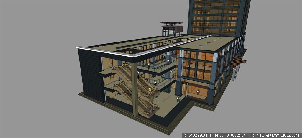 Sketch Up 精品模型---高层商业办公楼裙楼细部