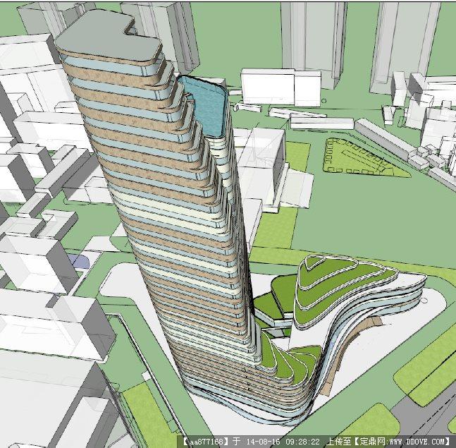 高层酒店概念建筑设计方案SU精致设计模型