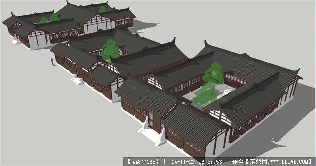 川西民居院落建筑精细sketchup设计模型