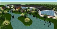 湿地森林公园服务中心SU(草图大师)精品建筑与景观设计模型