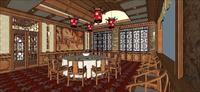 中式宴会厅SU(草图大师)精品室内装饰设计场景模型