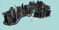 岛中的高层建筑SU(草图大师)精品城市设计场景模型