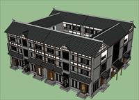 中式四合院SU(草图大师)建筑设计精品模型