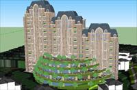 一个岛屿酒店开发规划SU(草图大师)精品建筑设计模型