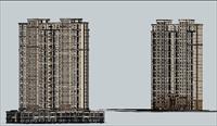 两幢住宅楼建筑设计SketchUp精品模型