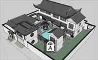 中式合院别墅SU(草图大师)精品建筑设计模型
