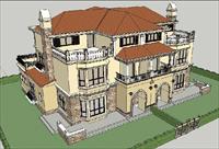 西班牙联排别墅建筑设计SU(草图大师)模型
