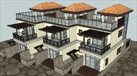 西式联排别墅Su精品建筑设计模型