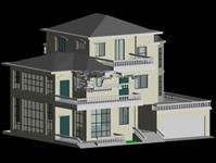 别墅建筑整体外观3d max模型