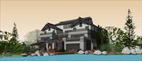 Sketch Up 精品模型---现代中式独栋别墅及景观