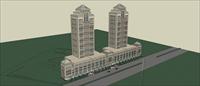 Sketch Up 精品模型---新古典风格双塔式高层办公楼