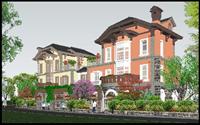 220平方瑞士建筑风格大别墅SU(草图大师)精致设计模型