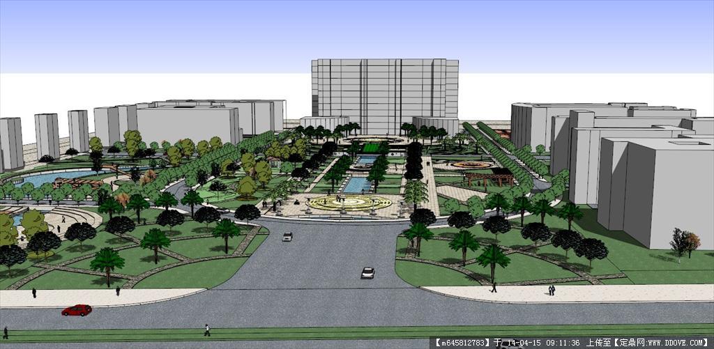 Sketch Up 景观模型---广场景观设计模型