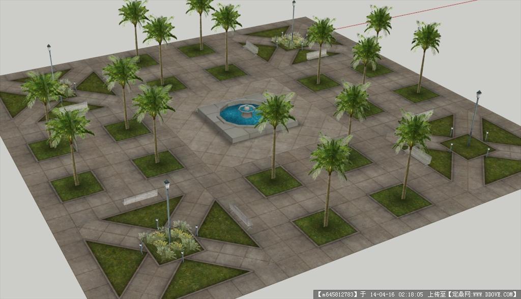 Sketch Up 景观模型---小型广场模型