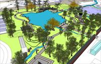 Sketch Up 景观模型---中式公园景观设计模型