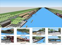 Sketch Up 景观模型---湖滨带状公园景观模型
