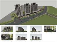 Sketch Up 精品模型---高层居住组团商住楼及景观