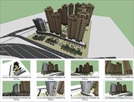 Sketch Up 精品模型---现代风格高层住宅小区带底商及公寓