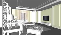 一个欧式客厅室内方案SU(草图大师)精致设计模型