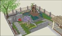 别墅庭院景观SU(草图大师)精细设计模型