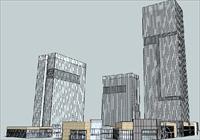 三个商业塔楼综合体SU(草图大师)精细设计模型