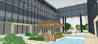 海兴办公中心建筑与景观方案SU(草图大师)精细设计模型