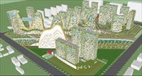 沿河生态大型住宅小区方案SU(草图大师)精细模型