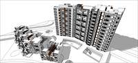 Sketch Up 精品模型---某洋房加高层现代海景住宅建筑规划设计方案