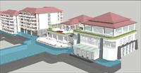 海南滨海酒店建筑规划设计方案SU(草图大师)精细模型