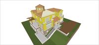 Sketch Up 精品模型---二层坡地坡屋顶小别墅建筑设计方案模型