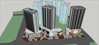 Sketch Up 精品模型---居住区高层商业住宅楼建筑设计方案