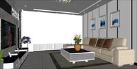 简约风格客厅与卧室室内设计方案SU(草图大师)精致设计模型