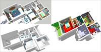 中式别墅三层室内装潢设计方案Su精致设计模型