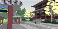 新古典石庙公园规划设计方案SU(草图大师)精致设计模型