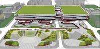 一个城市规划展览馆建筑规划设计SU(草图大师)精致设计模型