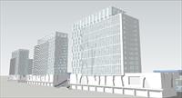 一个沿街综合体建筑设计方案SU(草图大师)精致设计模型