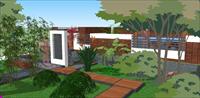 清新大气别墅庭院景观设计SketchUp精细模型