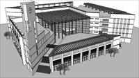 SU(草图大师)精品模型  现代大学图书馆建筑设计精模