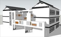 乡镇12班教学楼建筑设计精细sketchup设计模型