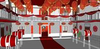 中式婚礼室内设计方案精细sketchup模型