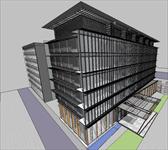 科技构件办公楼建筑设计精细sketchup模型