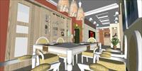 现代简约风格客餐厅装潢设计方案精细SU(草图大师)设计模型