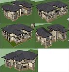 5套商务别墅户型住宅建筑设计SU(草图大师)精致设计模型