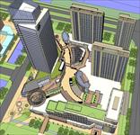 商业综合体建筑景观设计sketchup模型 商业建筑 SU(草图大师)模型 高层 办公 酒店