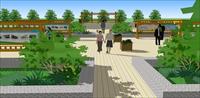 市民广场园林景观设计SU(草图大师)模型和效果图