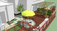 屋顶花园景观设计SU(草图大师)精品设计模型