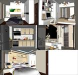 现代风格厨房+儿童房+主、次卧室+卫生间家装方案SU(草图大师)精致模型