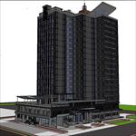 一个高层办公楼建筑方案SU(草图大师)精致设计模型