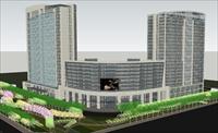 总部办公大厦建筑方案SU(草图大师)精致设计模型