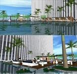 酒店屋顶游泳池方案SU(草图大师)精致设计模型